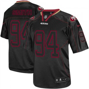 Hommes Nike San Francisco 49ers # 94 Justin Smith élite Lights Out noir NFL Maillot Magasin