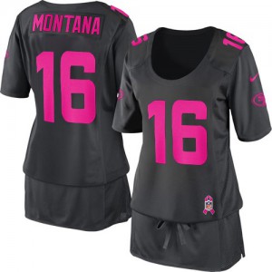 Femmes Nike San Francisco 49ers # 16 Joe Montana élite Dark Gris Breast Cancer Awareness NFL Maillot Magasin