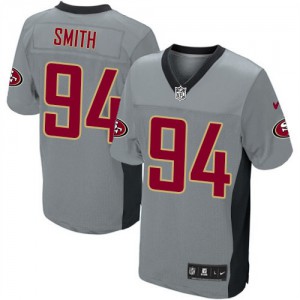 Hommes Nike San Francisco 49ers # 94 Justin Smith Élite gris ombre NFL Maillot Magasin