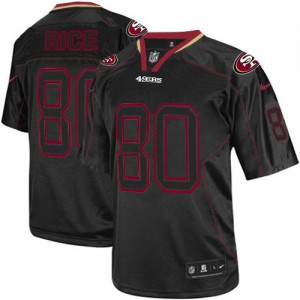 Hommes Nike San Francisco 49ers # 80 Jerry Rice élite Lights Out noir NFL Maillot Magasin