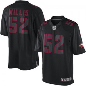 Hommes Nike San Francisco 49ers # 52 Patrick Willis Élite Noir Impact NFL Maillot Magasin