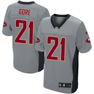 Nike de jeunesse San Francisco 49ers # 21 Frank Gore élite gris ombre NFL Maillot Magasin