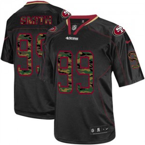 Hommes Nike San Francisco 49ers # 99 Aldon Smith Élite noire Camo Fashion NFL Maillot Magasin