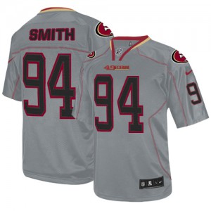 Hommes Nike San Francisco 49ers # 94 Justin Smith élite Lights Out gris NFL Maillot Magasin