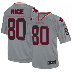 Hommes Nike San Francisco 49ers # 80 Jerry Rice élite Lights Out gris NFL Maillot Magasin