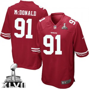 Jeunesse Nike couleur Super Bowl XLVII NFL maillot de l'équipe San Francisco 49ers # 91 Ray McDonald Élite rouge