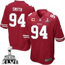 Youth Nike San Francisco 49ers &94 Justin Smith Elite Red Team Color C Patch Super Bowl XLVII NFL Jersey