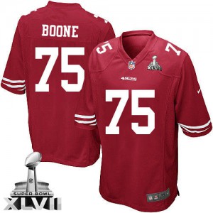 Nike de jeunesse San Francisco 49ers # 75 Alex Boone élite rouge équipe couleur Super Bowl XLVII NFL Maillot Magasin