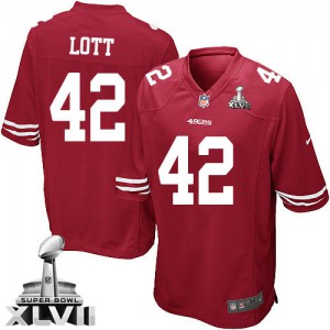 Jeunesse Nike couleur Super Bowl XLVII NFL maillot de l'équipe des 49ers de San Francisco # 42 Ronnie Lott Élite rouge