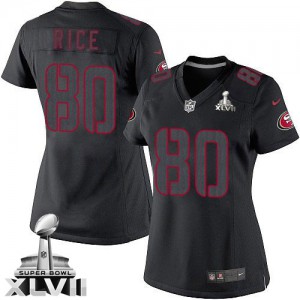 Femmes Nike San Francisco 49ers # 80 Jerry Rice Élite Noir Impact Super Bowl XLVII NFL Maillot Magasin Femmes Nike San Francisco 49ers # 80 Jerry Rice Élite Noir Impact Super Bowl XLVII NFL Maillot Magasin