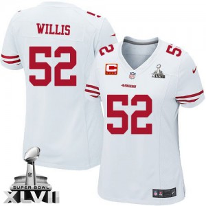 Femmes Nike San Francisco 49ers # 52 Patrick Willis Élite blanc C Patch Super Bowl XLVII NFL Maillot Magasin Femmes Nike San Francisco 49ers # 52 Patrick Willis Élite blanc C Patch Super Bowl XLVII NFL Maillot Magasin