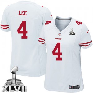 Femmes Nike San Francisco 49ers # 4 Andy Lee Élite blanc Super Bowl XLVII NFL Maillot Magasin