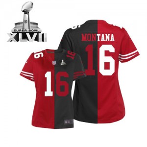 Femmes Nike San Francisco 49ers # 16 Joe Montana élite Team/remplaçant deux ton Super Bowl XLVII NFL Maillot Magasin