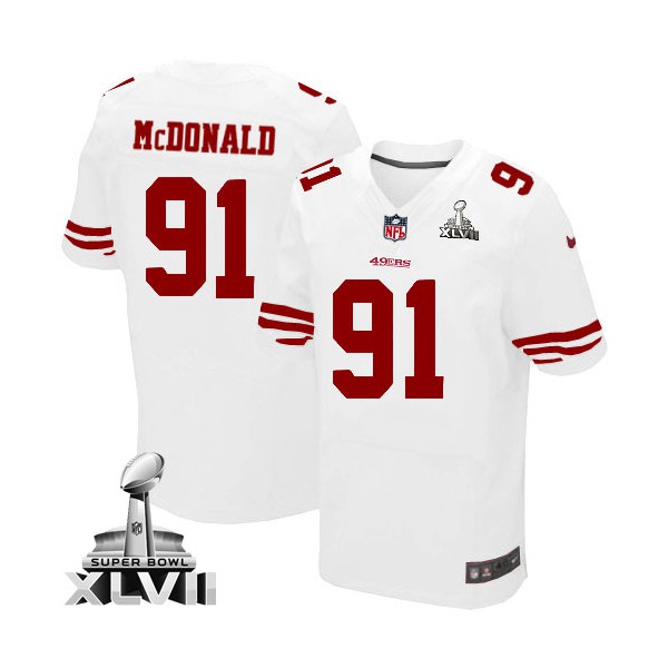 Hommes Nike San Francisco 49ers 91 Ray McDonald Élite blanc Super Bowl XLVII NFL Maillot Hommes Nike San Francisco 49ers 91 Ray McDonald Élite blanc Super Bowl XLVII NFL Maillot