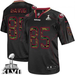 Hommes Nike San Francisco 49ers # 85 Vernon Davis Élite noire Camo mode Super Bowl XLVII NFL Maillot Magasin Hommes Nike San Francisco 49ers # 85 Vernon Davis Élite noire Camo mode Super Bowl XLVII NFL Maillot Magasin