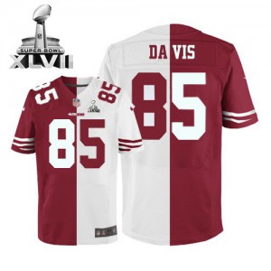 Hommes Nike San Francisco 49ers # 85 Vernon Davis équipe/route élite deux ton Super Bowl XLVII NFL Maillot Magasin