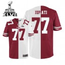 Men Nike San Francisco 49ers &77 Mike Iupati Elite Team/Road Two Tone Super Bowl XLVII NFL Jersey