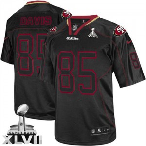 Hommes Nike San Francisco 49ers # 85 Vernon Davis élite Lights Out noir Super Bowl XLVII NFL Maillot Magasin