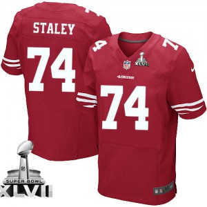 Hommes Nike San Francisco 49ers # 74 Joe Staley élite rouge équipe couleur Super Bowl XLVII NFL Maillot Magasin