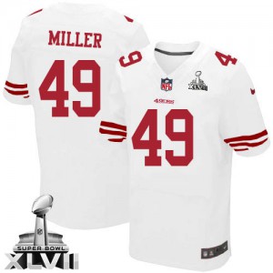 Hommes Nike San Francisco 49ers # 49 Bruce Miller Élite blanc Super Bowl XLVII NFL Maillot Magasin