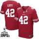 Men Nike San Francisco 49ers &42 Ronnie Lott Elite Red Team Color Super Bowl XLVII NFL Jersey