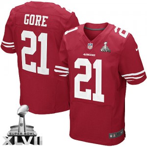 Hommes Nike San Francisco 49ers # 21 Frank Gore élite rouge équipe couleur Super Bowl XLVII NFL Maillot Magasin