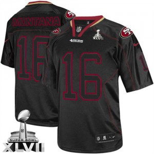 Hommes Nike San Francisco 49ers # 16 Joe Montana élite Lights Out noir Super Bowl XLVII NFL Maillot Magasin Hommes Nike San Francisco 49ers # 16 Joe Montana élite Lights Out noir Super Bowl XLVII NFL Maillot Magasin