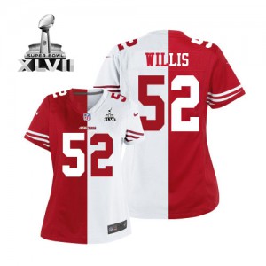 Femmes Nike San Francisco 49ers # 52 Patrick Willis Élite Team/route deux ton Super Bowl XLVII NFL Maillot Magasin