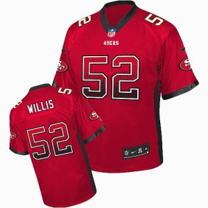 Hommes Nike San Francisco 49ers # 52 Patrick Willis Élite rouge dérivent Fashion NFL Maillot Magasin