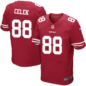 Hommes Nike San Francisco 49ers # 88 Garrett Celek Élite rouge couleur NFL maillot de Team