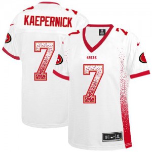 Femmes Nike San Francisco 49ers # blanc de Colin Kaepernick Élite 7 Drift mode NFL Maillot Magasin