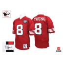 Mitchell and Ness San Francisco 49ers &8 Steve Young Authentic Red Team Color 75TH Patch Throwback Autographed NFL Jersey