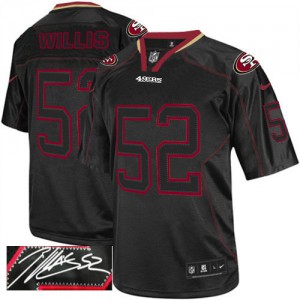 Hommes Nike San Francisco 49ers # 52 Noir Lights Out de Patrick Willis Élite dédicacé NFL Maillot Magasin