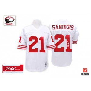 Mitchell et Ness San Francisco 49ers # 21 Deion Sanders Throwback blanc authentique autographiée NFL Maillot Magasin