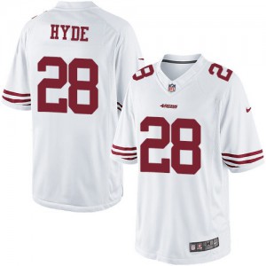 Nike de jeunesse San Francisco 49ers # 28 Carlos Hyde Élite blanc NFL Maillot Magasin