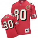 Mitchell And Ness San Francisco 49ers &80 Jerry Rice Authentic Red Team Color 50TH Patch 1996 Throwback NFL Jersey