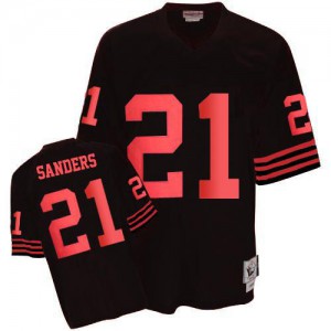 Mitchell et Ness San Francisco 49ers # 21 Deion Sanders Throwback noir authentique NFL maillot