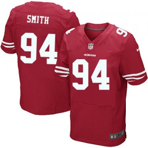 Hommes Nike San Francisco 49ers # 94 Justin Smith élite rouge équipe NFL Maillot Magasin de couleur