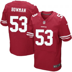 Hommes Nike San Francisco 49ers # 53 NaVorro Bowman élite rouge équipe NFL Maillot Magasin de couleur