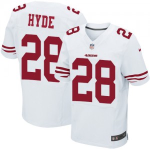 Hommes Nike San Francisco 49ers # 28 Carlos Hyde Élite blanc NFL Maillot Magasin