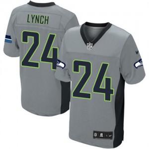 Hommes Nike Seattle Seahawks # 24 Marshawn Lynch élite gris ombre NFL Maillot Magasin