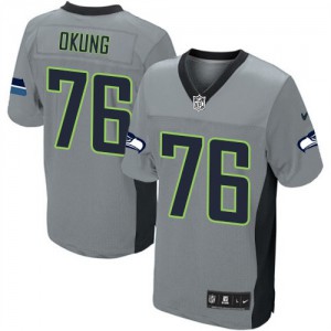 Hommes Nike Seattle Seahawks # 76 Russell Okung Élite gris ombre NFL Maillot Magasin