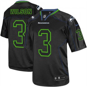 Hommes Nike Seattle Seahawks # Russell Wilson Élite 3 Lights Out noir NFL Maillot Magasin