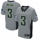 Men Nike Seattle Seahawks &3 Russell Wilson Elite Grey Shadow NFL Jersey