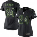 Women Nike Seattle Seahawks &24 Marshawn Lynch Elite Black Impact NFL Jersey