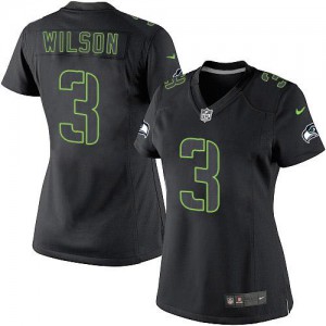 Femmes Nike Seattle Seahawks # 3 Russell Wilson Élite noir incidence NFL Maillot Magasin