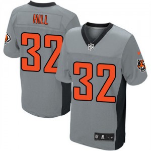 Hommes Nike Cincinnati Bengals # 32 Jeremy Hill Ã©lite gris ombre NFL Maillot Magasin