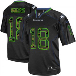 Hommes Nike Seattle Seahawks # 18 Sidney Rice Élite noire Camo Fashion NFL Maillot Magasin