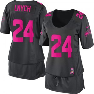 Femmes Nike Seattle Seahawks # 24 Marshawn Lynch élite Dark Gris Breast Cancer Awareness NFL Maillot Magasin
