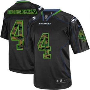 Hommes Nike Seattle Seahawks # 4 Steven Hauschka Élite noire Camo Fashion NFL Maillot Magasin